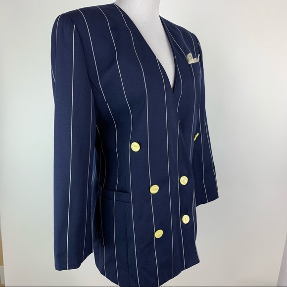Vintage Mr. Jax Double Breasted Pinstripe Blazer - Picture 4 of 10